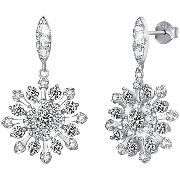 Beautiful White Gold Plated CZ Cubic Zirconia Earrings & Necklace set